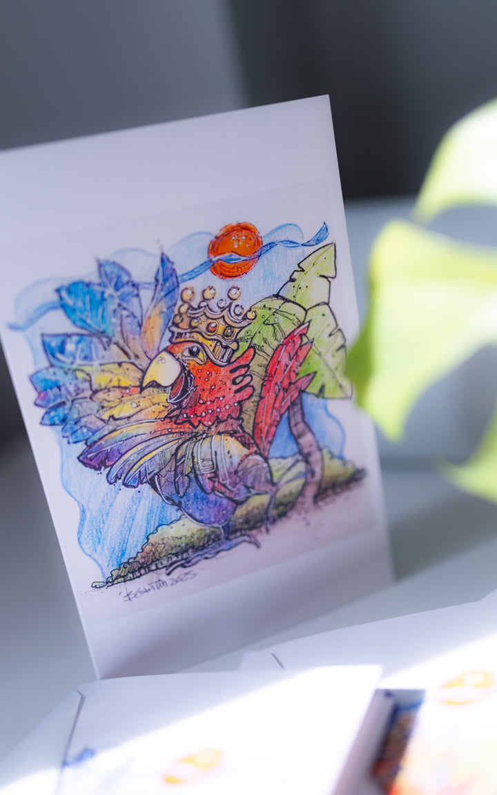 Carte de souhaits illustrée — Perroquet coloré