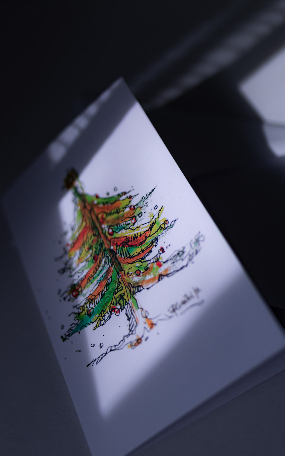 Carte de Noël illustrée — Sapin coloré