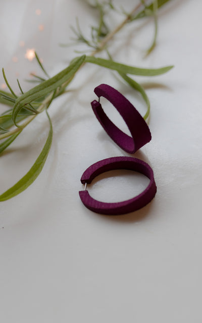 Boucles d'oreilles ovales nylon recyclé I KIWI