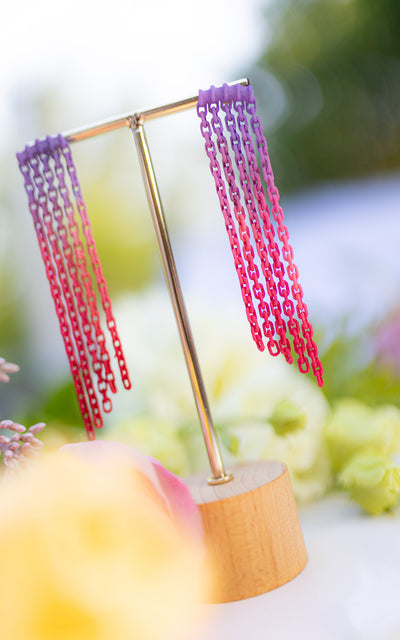 Long fringe earrings, SKY