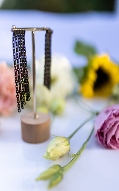 Long fringe earrings, SKY