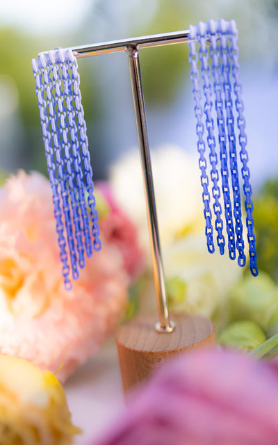 Long fringe earrings, SKY