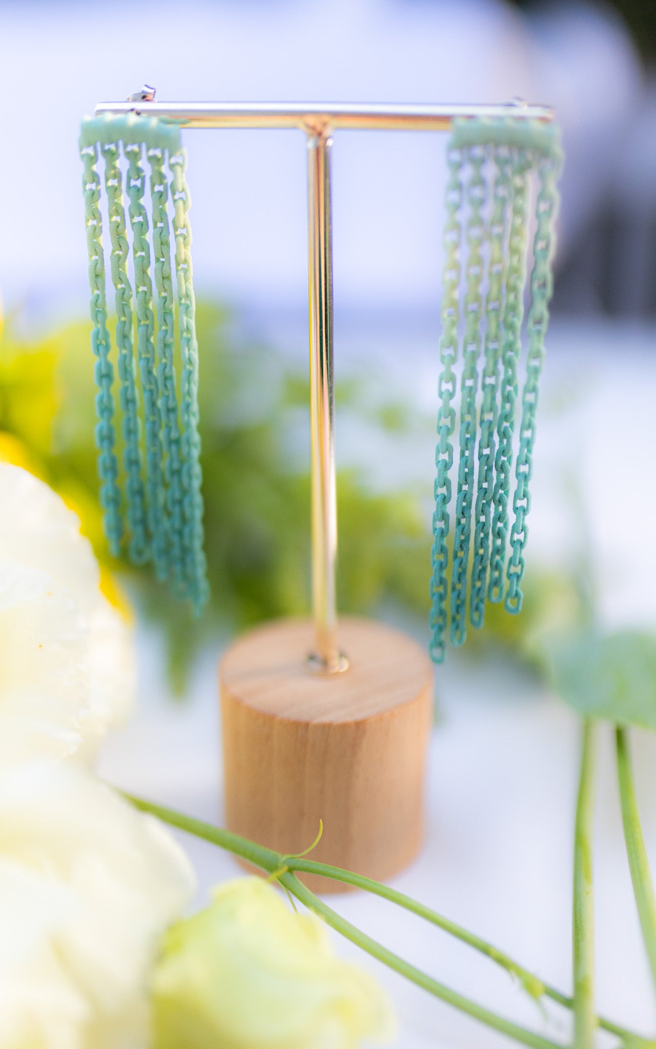 Long fringe earrings, SKY