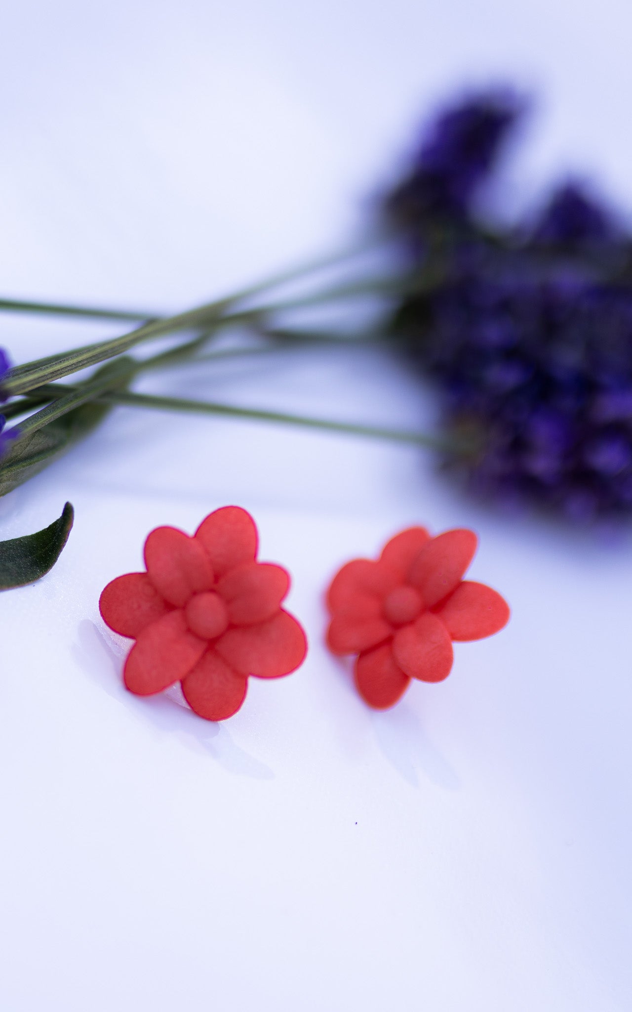 Flower earrings, CHERRY